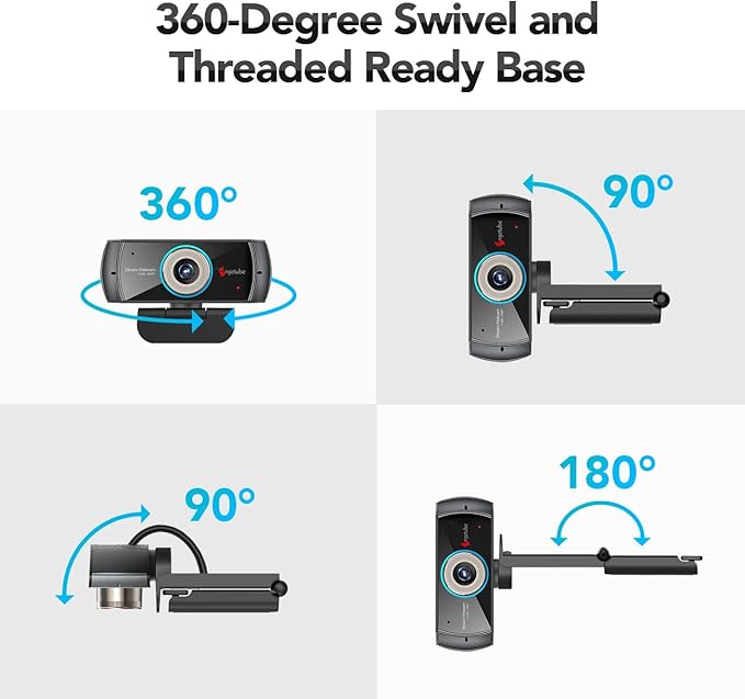 Angetube PC 1080P Webcam with Mic. USB Camera for Video Calling & Recording Video Conference/Online Teaching/Business Meeting Compatible with Computer Desktop Laptop MacBook for Windows iOS Linux