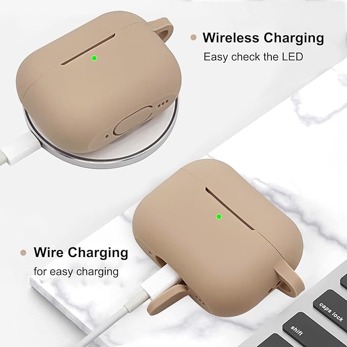 Compatible with Airpods Pro 2nd Generation Case Cover 2022, Soft Silicone Protective Cover with Bracelet Keychain for Apple Airpods Pro 2 Case for Women (Milk Tea)