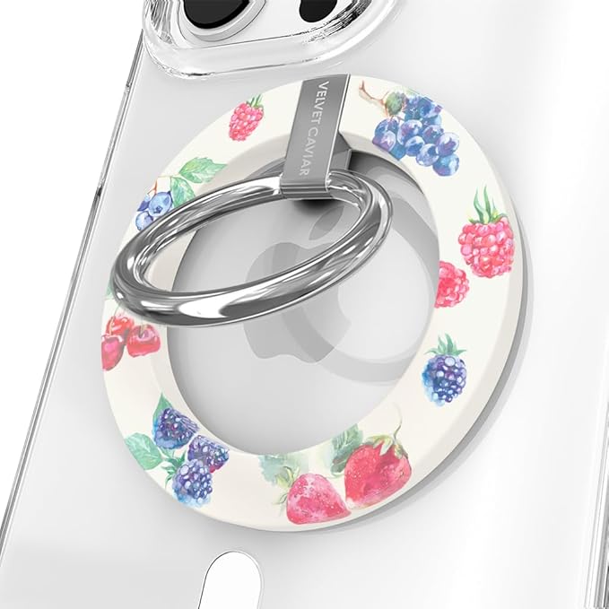 VELVET CAVIAR Compatible with MagSafe Phone Grip - Magnetic Ring Holder with Adjustable Stand - Removable MagSafe Accessories for iPhone 16, 15, 14, 13, 12 (Berry Baby)