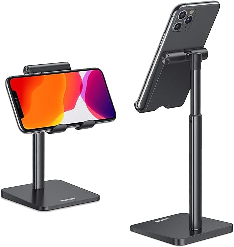 OMOTON CA02 Cell Phone Stand with Charging Hole for Desk Lightweight Black