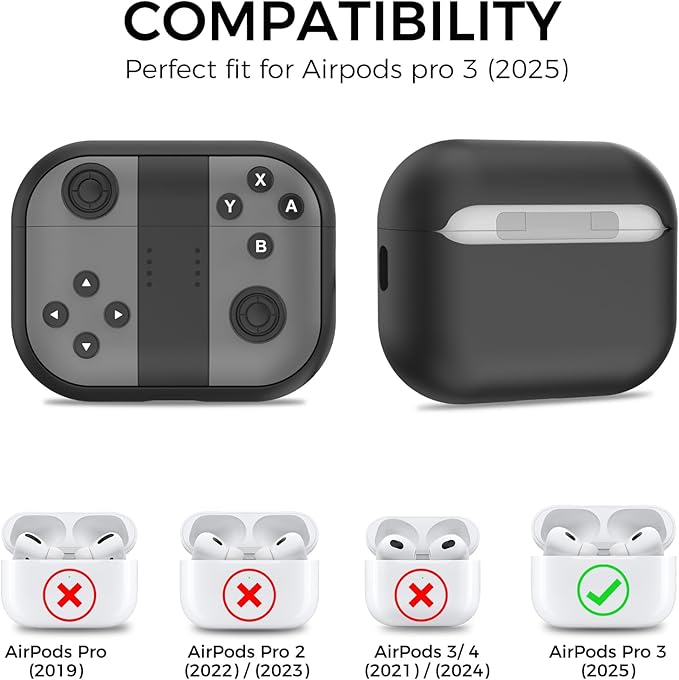 for AirPods Pro 3 Case - 2025 Silicone Cover Gamepad Design Case for Apple AirPods Pro 3rd Generation, Cute Air pod Pro 3 Cover for Men/Women (Grey)