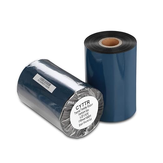 Thermal Transfer Ribbon - Premium Wax Printer Ribbon 1" Core Ink Out- 1 Roll (4.33" x 1476') 110mm450m for Zebra ZT410,ZT420,ZT610,105SL,110*i4,140*i4,zt230,Godex ez2300,Citizen s700