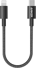 Anker New Nylon USB C to Lightning Cable, MFi-Certified Cord (1 ft, Black) - Image 1