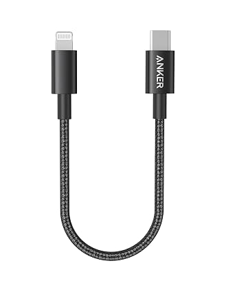 Anker New Nylon USB C to Lightning Cable, MFi-Certified Cord (1 ft, Black)