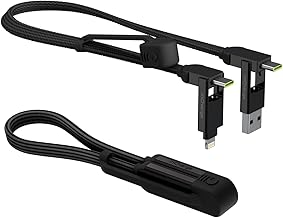 Rolling Square inCharge XL 6-in-1 Multi Charging Cable, Portable USB and USB-C Cable with 100W Ultra-Fast Charging Power, 1 Ft/0.3m, Urban Black - Image 1