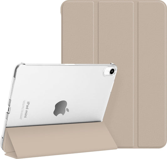 Case for iPad mini 7 (A17 Pro), Slim Smart Trifold Stand for iPad mini 7th/6th Generation 8.3 Inch 2024/2021, Hard PC Translucent Frosted Back Shell Case with Auto Wake/Sleep, Oat Coffee