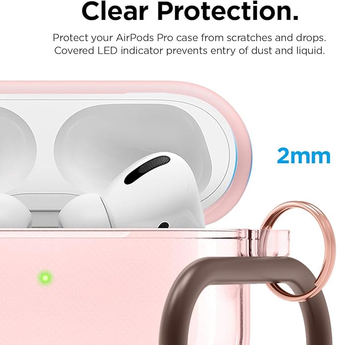 elago Compatible with AirPods Pro Case Clear - High Rating, TPU Transparent Shockproof, Protective Case Cover with Keychain, Gel Tape Included, Wireless Charging [Lovely Pink]