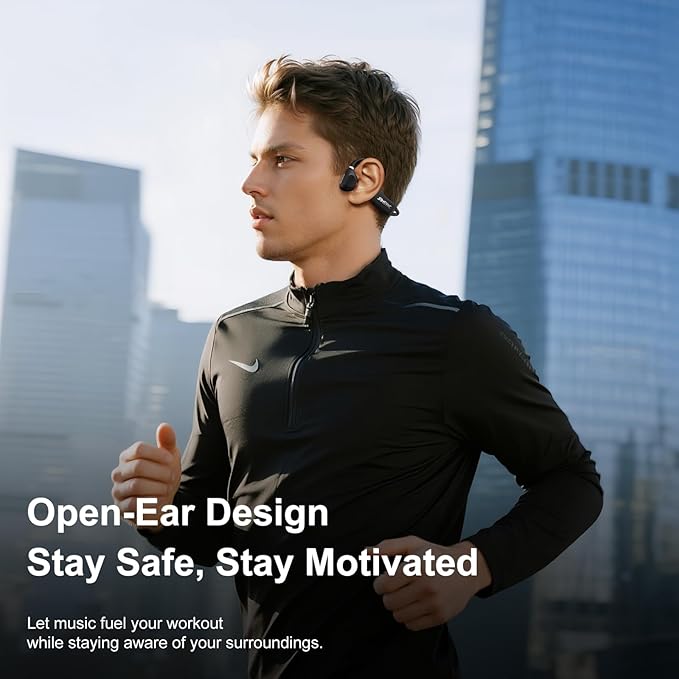 Open Ear Headphones, Running Headphones Bluetooth 5.4 with Built-in Mic, Bluetooth Headphone 14H Battery & IPX5 Waterproof, Sports Headphones for Running, Cycling, Walking