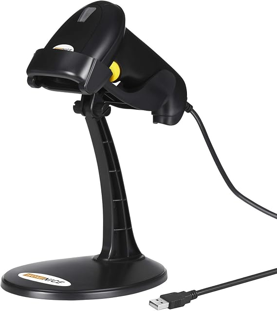 WoneNice Hands-Free USB Barcode Scanner with Stand for School Book Checkout