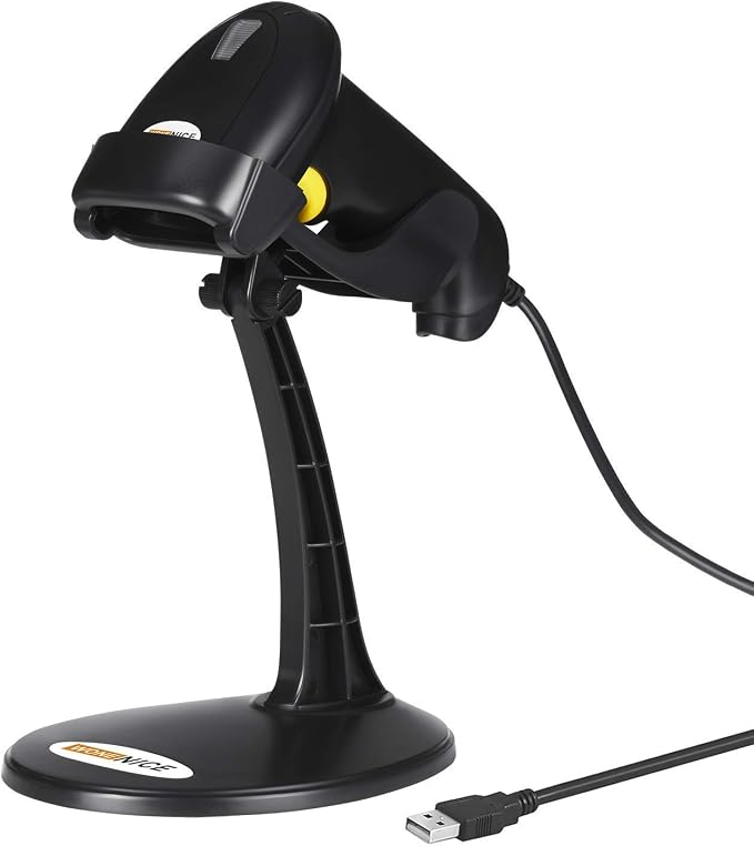 WoneNice Hands-Free USB Barcode Scanner with Stand for School Book Checkout