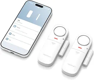 TECKNET Door Alarms When Opened, 2.4G WiFi Smart Door Sensor Alarm & Chime, App Alerts, Door Alarms for Kids Safety, Wireless Window Alarms for Home Security Systems for House, Pool, Sheds, 2 PCS