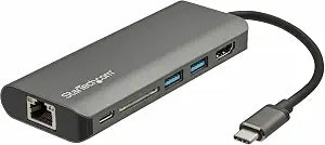 StarTech 6-in-1 USB-C Travel Dock, 4K HDMI, 100W PD, 3x USB Hub, SD, GbE