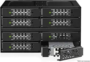 ICY DOCK ToughArmor MB508V5P-B 8-Bay 15 mm U.2/U.3 NVMe SSD Mobile Rack Cage for Dual 5.25" Drive Bay (4 x MCIO 8i SFF-TA-1016)
