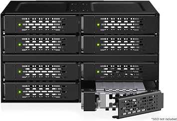 ICY DOCK ToughArmor MB508V5P-B 8-Bay 15 mm U.2/U.3 NVMe SSD Mobile Rack Cage for Dual 5.25" Drive Bay (4 x MCIO 8i SFF-TA-1016)