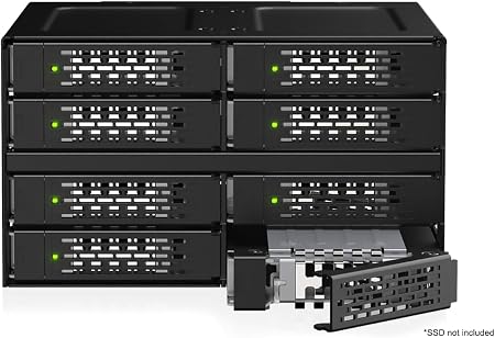 ICY DOCK ToughArmor MB508V5P-B 8-Bay 15 mm U.2/U.3 NVMe SSD Mobile Rack Cage for Dual 5.25" Drive Bay (4 x MCIO 8i SFF-TA-1016)
