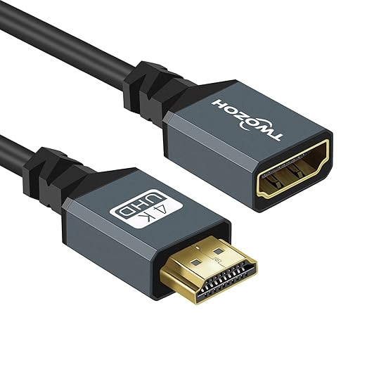 Twozoh HDMI Adapter Coiled Cable, 4K HDMI Extender Cable Extension Cord 2.0(Extend up to 1.5M/5FT)