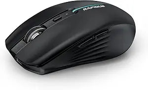 RAPIQUE Bluetooth Wireless Mouse - (BT1/BT2+USB) Tri-Mode High Performance, Rechargeable, Quiet Click, Multi-Device Compatibility for Laptop, Computer, MacBook, Tablet, PC (Black)