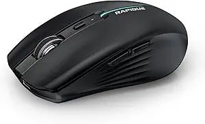 RAPIQUE Bluetooth Wireless Mouse - (BT1/BT2+USB) Tri-Mode High Performance, Rechargeable, Quiet Click, Multi-Device Compatibility for Laptop, Computer, MacBook, Tablet, PC (Black)