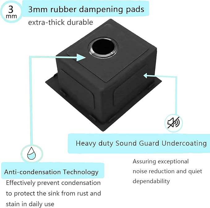 Black Bar Sink Drop in, 15 x 17 Inch Topmount RV Small Kitchen Sink, Handmade Stainless Steel Wet Bar Sink, Outdoor Single Bowl Prep Sink with Dish Grid & Drain