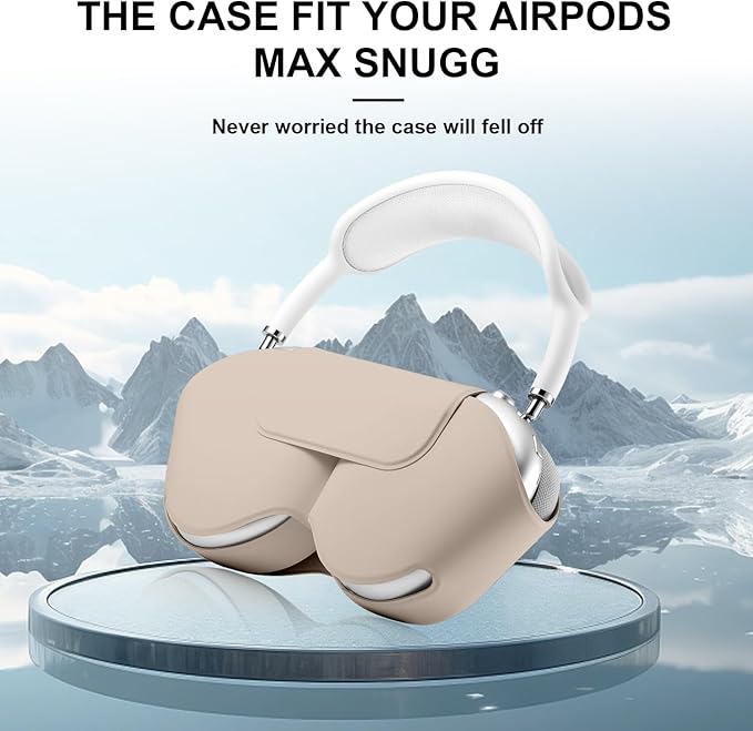 Maxjoy for Apple Airpods Max Smart Case Cover, Soft PU Leather Protective Cover Accessories for Airpod Max with Sleep Mode, Anti-Dust Travel Carrying Case for Airpods Pro Max Headphones, Khaki