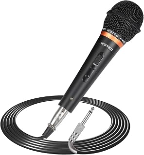 HOTEC Premium Vocal Dynamic Handheld Microphone with 19ft Detachable XLR Cable and ON/Off Switch (Metal Black) (H-W07) - Image 1