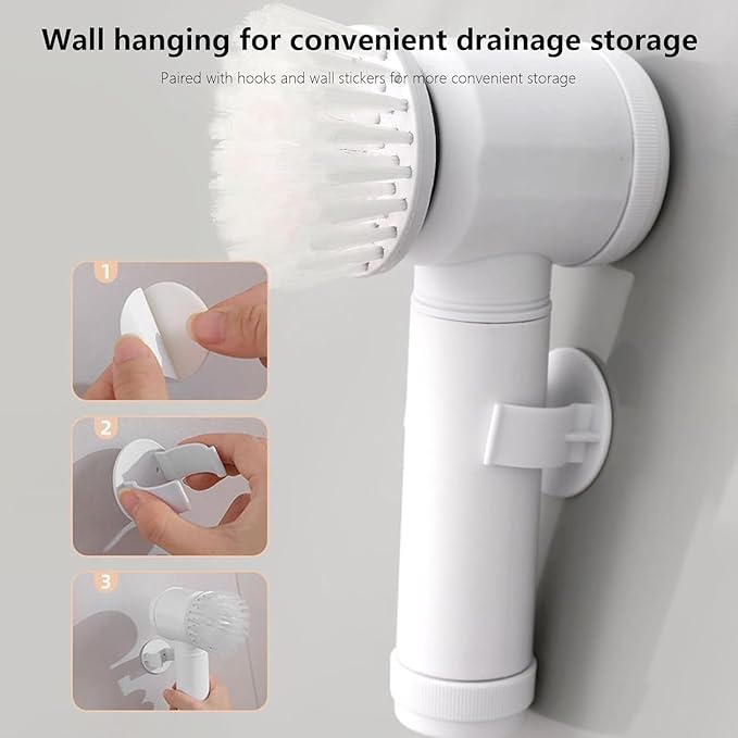 Electric Spin Scrubber, Cordless Electric Spin Scrubbers with 6 Replaceable Brush Heads, Rechargeable Handheld Power Shower Scrubbers, Cleaning Tools for Cleaning Wall Tile Kitchen Bathroom and Floor