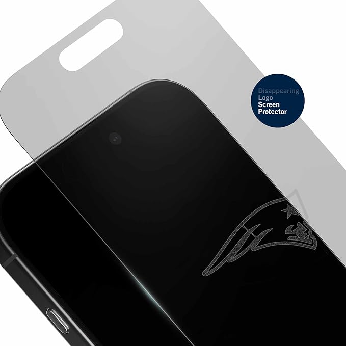 NFL New England Patriots Clear Screen Protectors for iPhone 15 Pro Max/15 Plus/16 Plus - with Disappearing Logo - Scratch-Resistant and Easy-to-Install Screen Protectors