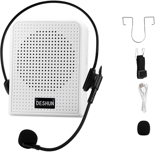 DESHUN Voice Amplifier,Portable Microphone and Speaker,Suitable for Teachers, Tour Guides, Coaches, Conference Speakers. (Black) (White)