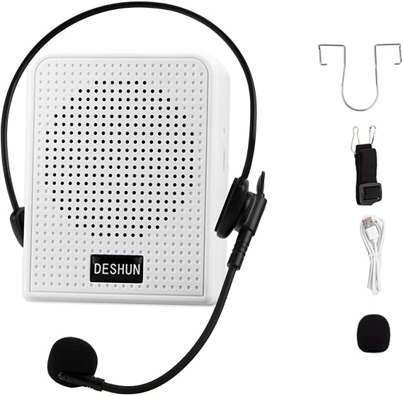 DESHUN Voice Amplifier,Portable Microphone and Speaker,Suitable for Teachers, Tour Guides, Coaches, Conference Speakers. (Black) (White)