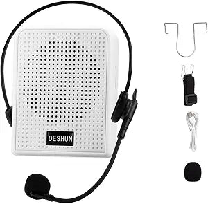 DESHUN Voice Amplifier,Portable Microphone and Speaker,Suitable for Teachers, Tour Guides, Coaches, Conference Speakers. (Black) (White)