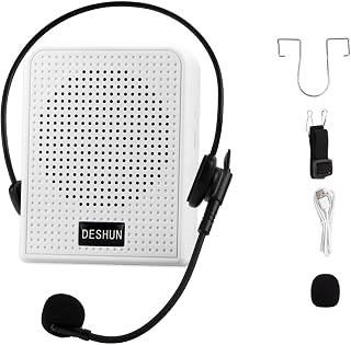 DESHUN Voice Amplifier,Portable Microphone and Speaker,Suitable for Teachers, Tour Guides, Coaches, Conference Speakers. (Black) (White) - Image 1