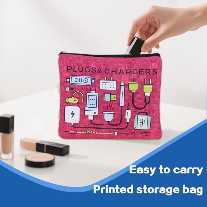 ShiQiao Spl Plugs Chargers Makeup Bag for Men Women Christmas Birthday Gifts Travel Toiletry Bag Charging Cable Organiser Bags with Zipper Chargers Makeup Cosmetic Pouch Travel Accessories Bags