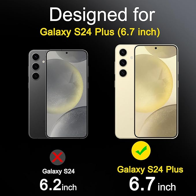 Ferilinso 3 Pack Screen Protector for Samsung Galaxy S24 Plus with 3 Pack Tempered Glass Camera Lens Protector Phone Case Friendly Accessories Protector de Pantalla for Samsung S24 Plus 6.7 INCH