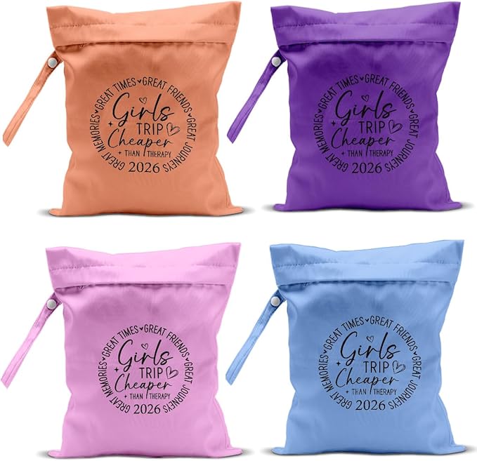 4Pcs Girls Trip Gifts Wet Dry Bag, Beach Bag Wet Bag Favors Aloha Bags, Sunscreen Bags Swimsuit Toiletry Travel Essentials For Women, For Beach Travel Laundry bags Dirty Diaper Swimsuit Gifts