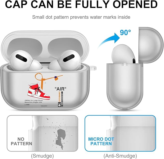 for Airpods Pro Case, Cute Cool Sports Red Shoe Pattern TPU Soft Cases for Airpods Pro Case 1st Gen, Shockproof for Airpods Pro 2019 Case Men Women with Cleaner Kit & Keychain