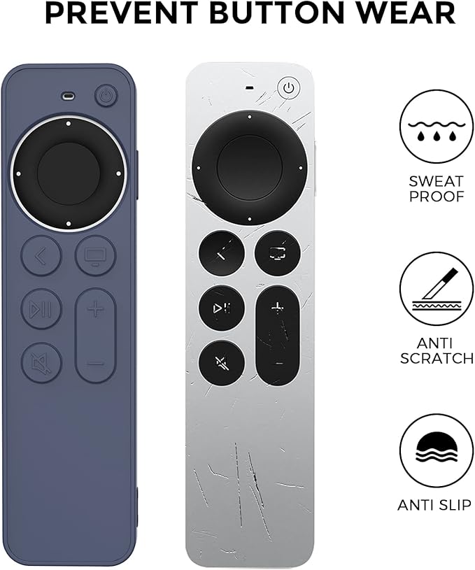 LJFLYXRI Silicone Case Compatible with The 2021/2022 Apple TV Siri Remote (2nd Gen/3rd Gen), Anti-Slipping Durable Full Protection Perfect Access, Shock Absorption Washable Case (Blue)