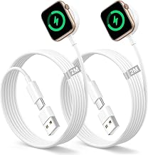 ELUTENG Watch Charger Compatible for Apple Watch 2 Pack Magnetic Charging Cable with USB Adapter USB C Portable Charging Cable 6.56ft Compatible with Apple Watch Series 9 8 7 6 5 4 3 2 1 SE Ultra