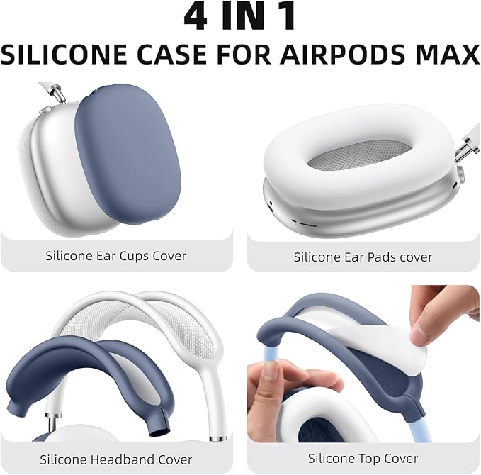Lerobo for AirPods Max Case Cover,360° Protection Ear Pad Case/Ear Cups/Headband Cover for Headphones,Soft Skin Silicone Accessories Protector for Apple AirPods Max 2024/2020