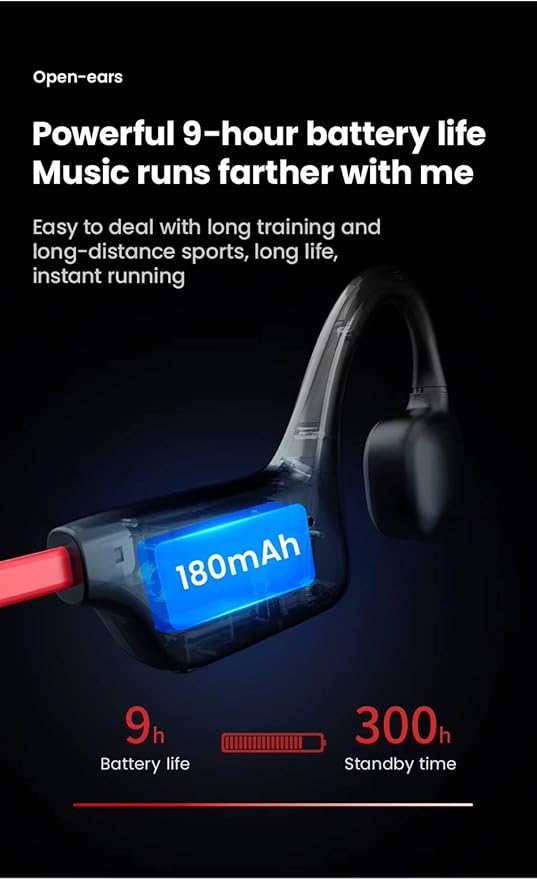 Bone Conduction Sports Headphones – Open-Ear Bluetooth 5.3 Wireless Earphones, Lightweight & Sweatproof, IPX5 Waterproof Headset for Running, Cycling & Hiking