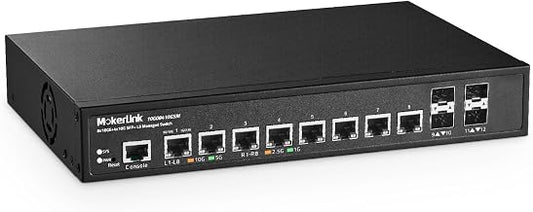 MokerLink 12 Port 10G Managed Switch, 8x10G Ethernet, 4x10G SFP+, 10G/5G/2.5G/1G Auto-Adaptive, L3 Web/CLI Managed, Metal Desktop|Rackmount Network Switch