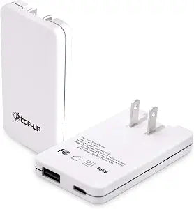 TOP-UP Flat USB Wall Plug 18W, Slim Dual Port USB C Charger Block