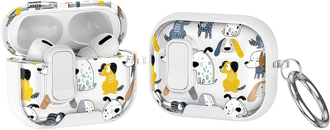 Trendy Case Compatible with AirPods 4 2024,Shockproof Cover for AirPods 4th Gen with 2-in-1 Phone Stand,Safety Lock Catch,Wireless Charging Keychain,Cute Cartoon Dog Painted Gift for Girls Women