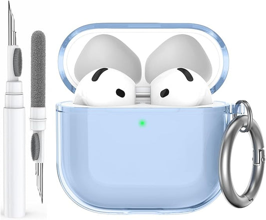 AhaStyle Clear Airpods 4 Case Cover with Cleaning Kit [Anti-Yellowing] Soft TPU Protective Covers Skin Designed for Apple AirPods 4th Generation 2024 Support USB-C Charging Case and Wireless Charging