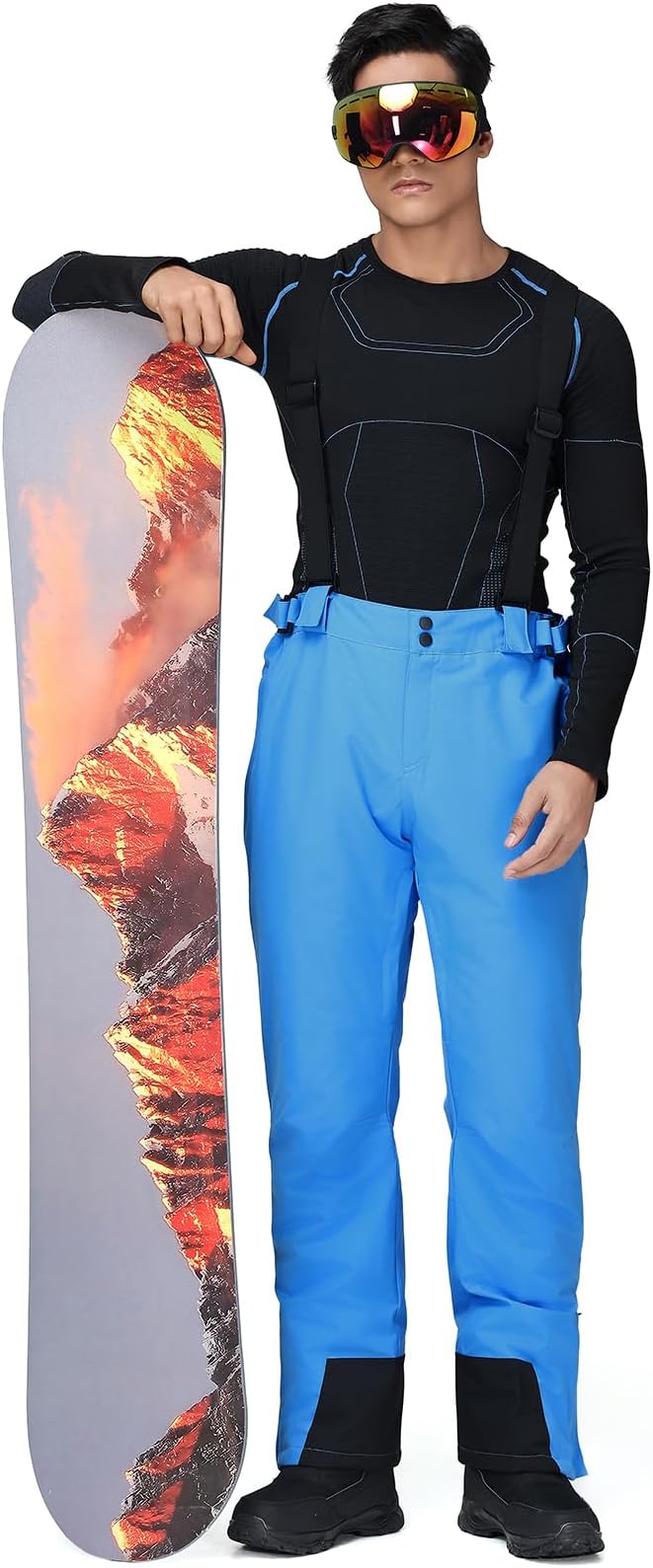 RIUIYELE Men's Ski Pants Insulated Snow Bibs Warm Winter Snowboard Bibs Overalls Waterproof Winterproof with Suspenders