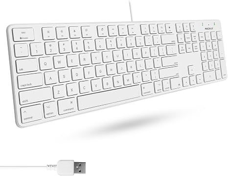 Macally Slim USB Wired Keyboard for Mac and Windows PC - Full Size 104 Key Layout & 16 Shortcut Keys - Scissor Keycaps for Smooth Typing - Mac Wired Keyboard with Numeric Keypad - Image 5