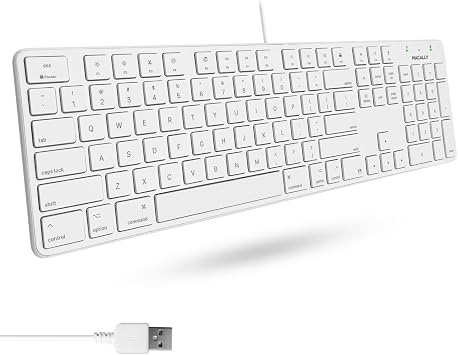 Macally Slim USB Wired Keyboard for Mac and Windows PC - Full Size 104 Key Layout & 16 Shortcut Keys - Scissor Keycaps for Smooth Typing - Mac Wired Keyboard with Numeric Keypad - Image 2