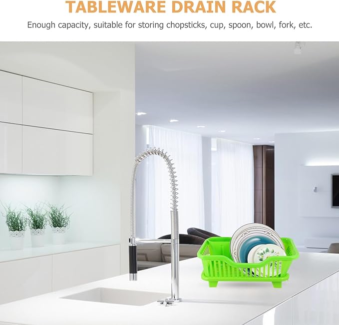 Multifunction Kitchen Tableware Draining Rack with Side Drainage Medium Plastic Bowl Holder Organizer for Chopsticks Cups Spoons Forks Space-Saving Sink Plate and Utensil Storage