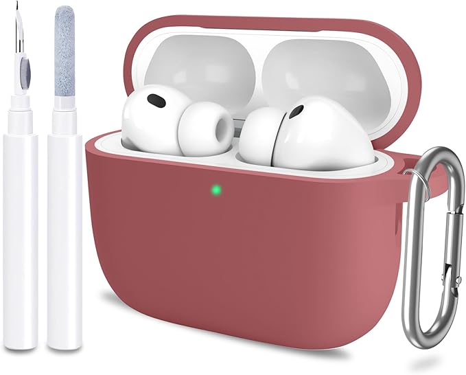 ATUAT for AirPods Pro 3 Case Cover with Cleaner, Protective Soft Silicone Skin with Keychain for Women Men for Apple AirPods Pro 3rd Generation Case(2025), Front LED Visible, Brown