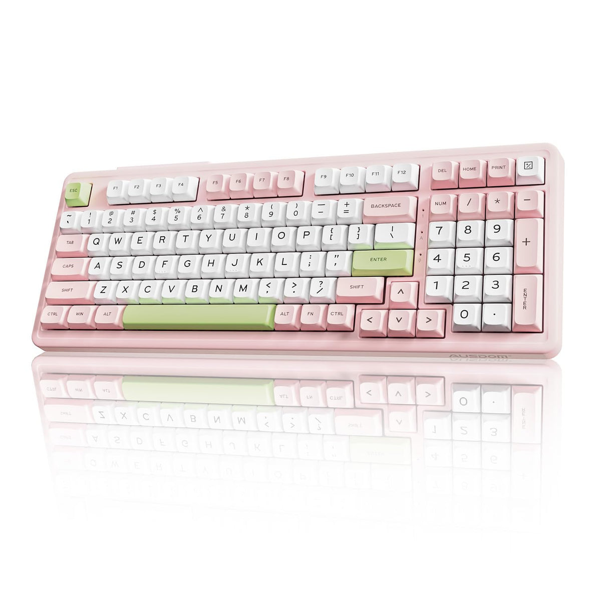 AUSDOM H98 Pink Creamy Mechanical Keyboard, 96% Silent Quiet Wireless Keyboard with Number Pad, Hot Swappable Gaming Keyboard 2.4G/BT/USB-C with RGB Backlit, 8000mAh Battery, 98 Keys for Mac/Win - Image 1