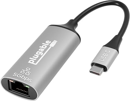 Plugable 5Gbps USB-C to Ethernet Adapter, Plug-and-Play Realtek RTL8157